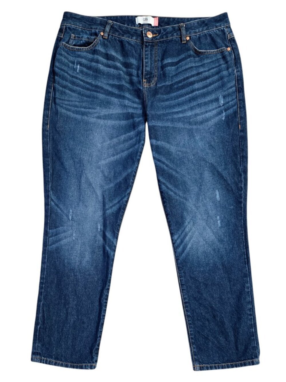 Cabi 4522 Malibu Dark Wash Straight Leg Distressed Jeans 100% Cotton Capsule